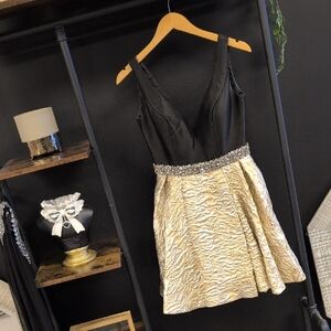 Chic Black and Gold Mini Dress
